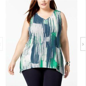 Alfani Sleeveless V-Neck Printed Tunic Size 1X